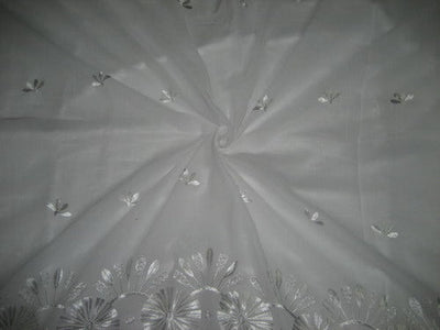 cotton voile fabric~White with embroidery-5 yards
