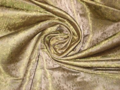 Silk Brocade~Width 44&quot;Gold,Beige and Green Color