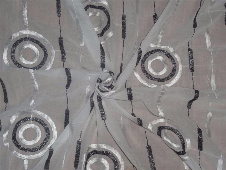 cotton voile fabric~white with embroidery-uncut length 5 yards-44&quot;