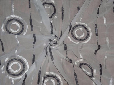 cotton voile fabric~white with embroidery-uncut length 5 yards-44&quot;