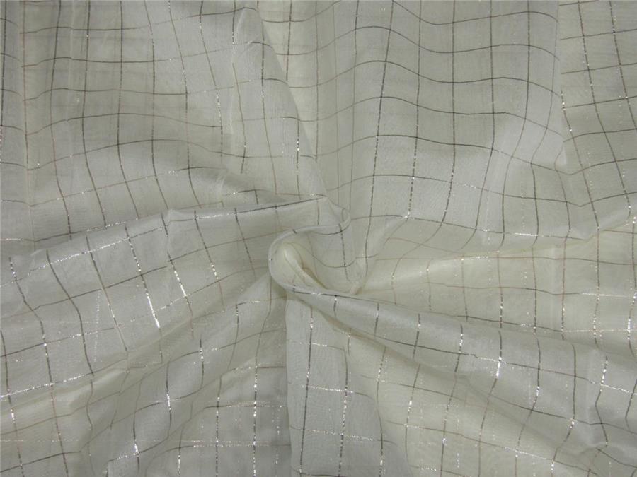 100% cotton white and metallic gold plaids 44" wide