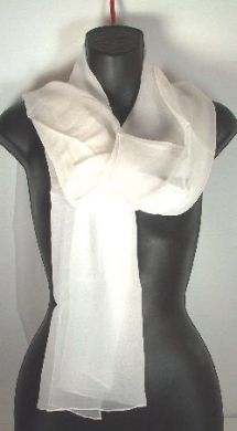 22 x 72&quot; long white silk chiffon scarves - The Fabric Factory